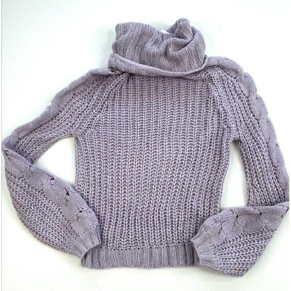 Juniors Planet Gold Cowl Neck Sweater Large Purple